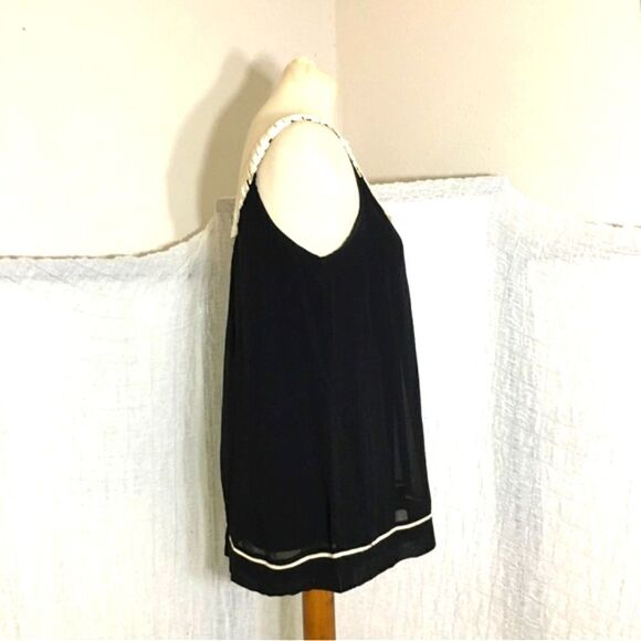 Yoana Baraschi Silk Black & Cream Sleeveless Top Size M - Picture 2 of 9